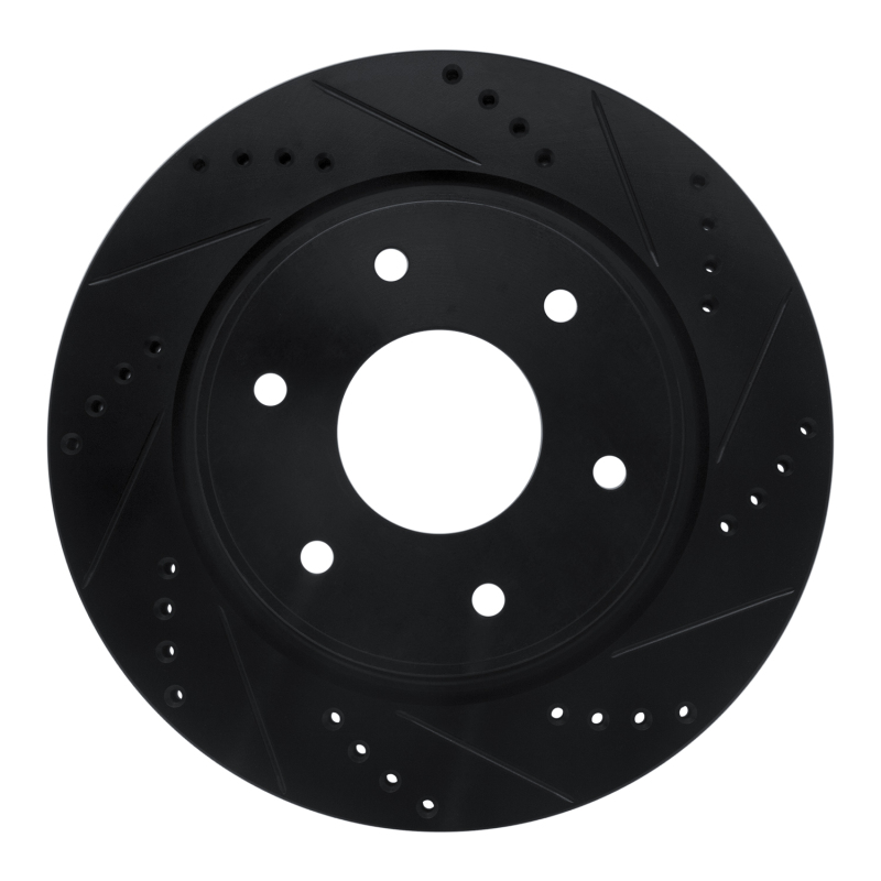 Picture of R1 05-07 Infiniti QX56 Front Right Drilled & Slotted Black Brake Rotor