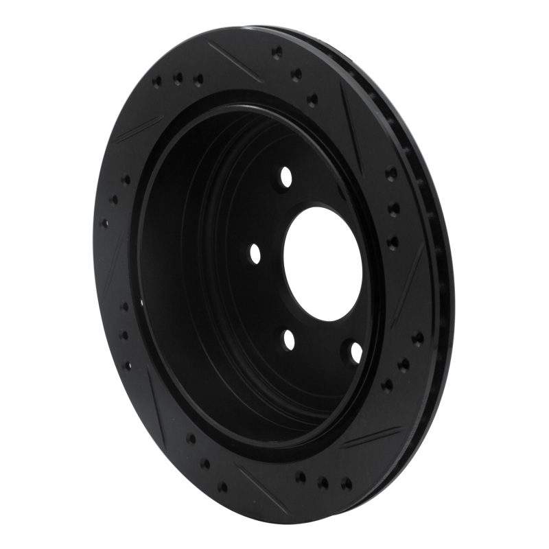 Picture of R1 05-25 Nissan Frontier Rear Left Drilled & Slotted Black Brake Rotor