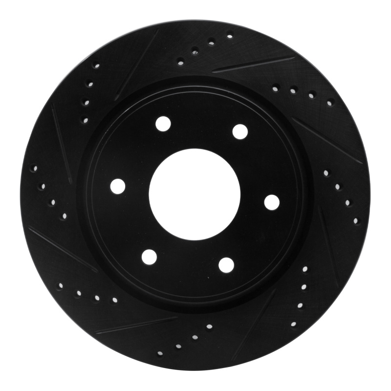 Picture of R1 05-07 Infiniti QX56 Front Left Drilled & Slotted Black Brake Rotor