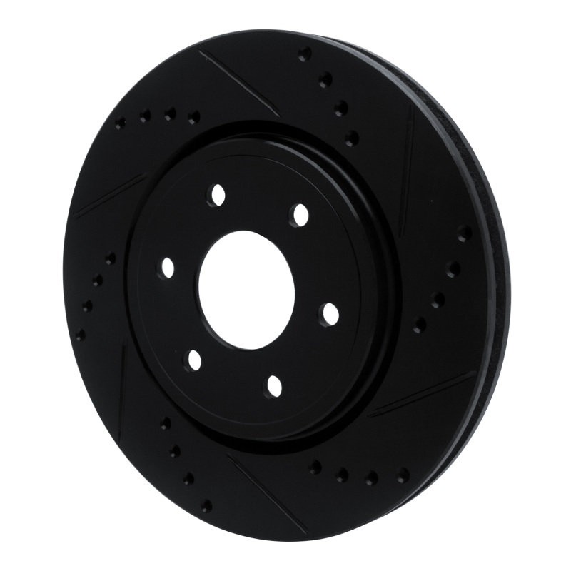 Picture of R1 05-25 Nissan Xterra Front Right Drilled & Slotted Black Brake Rotor