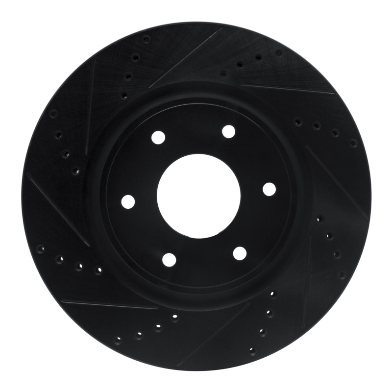 Picture of R1 05-07 Infiniti QX56 Front Left Drilled & Slotted Black Brake Rotor