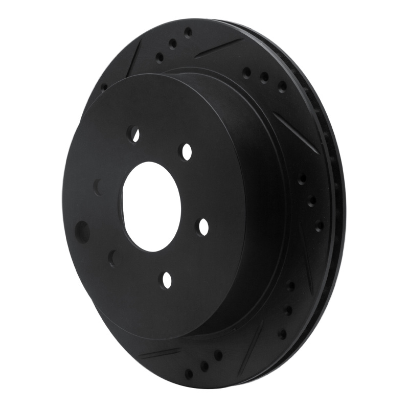 Picture of R1 05-25 Nissan Frontier Rear Left Drilled & Slotted Black Brake Rotor