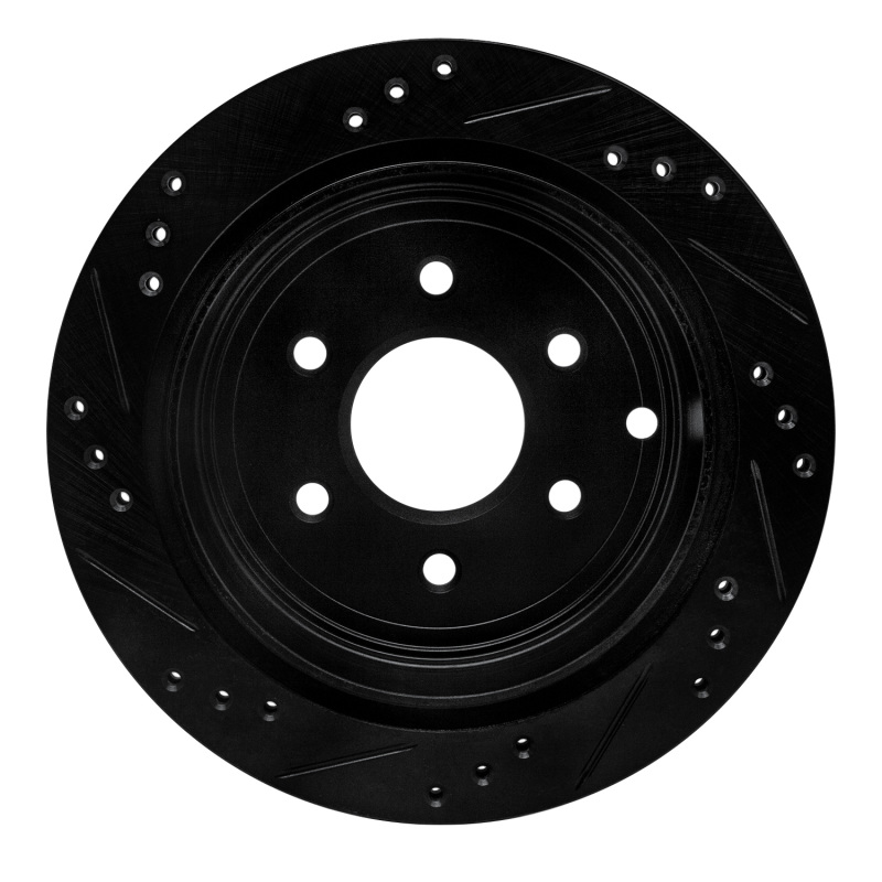 Picture of R1 05-25 Nissan Frontier Rear Right Drilled & Slotted Black Brake Rotor
