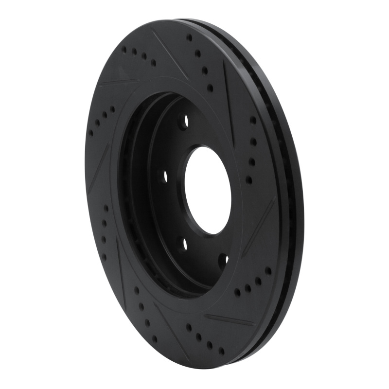 Picture of R1 05-07 Infiniti QX56 Front Left Drilled & Slotted Black Brake Rotor