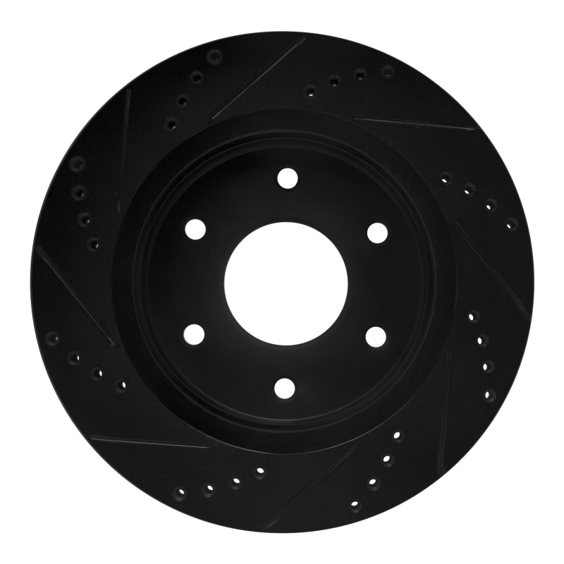 Picture of R1 05-07 Infiniti QX56 Front Right Drilled & Slotted Black Brake Rotor