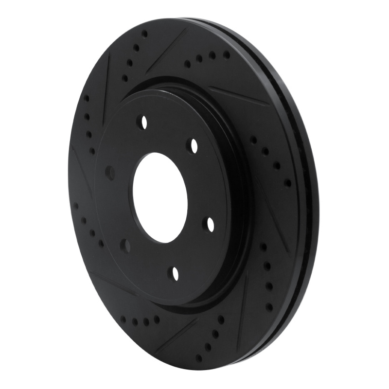 Picture of R1 05-07 Infiniti QX56 Front Left Drilled & Slotted Black Brake Rotor