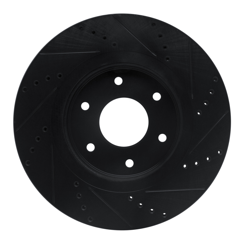 Picture of R1 05-07 Infiniti QX56 Front Left Drilled & Slotted Black Brake Rotor