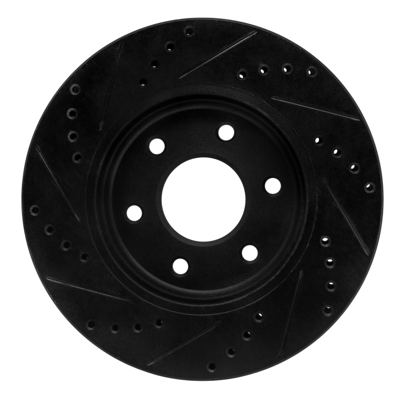 Picture of R1 05-21 Nissan Frontier Front Right Drilled & Slotted Black Brake Rotor