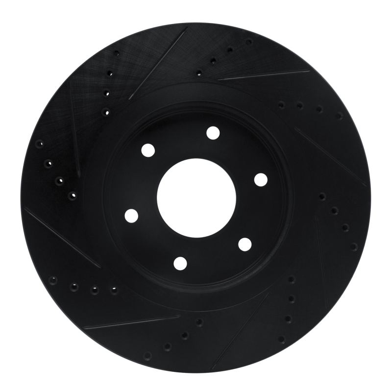 Picture of R1 05-07 Infiniti QX56 Front Right Drilled & Slotted Black Brake Rotor
