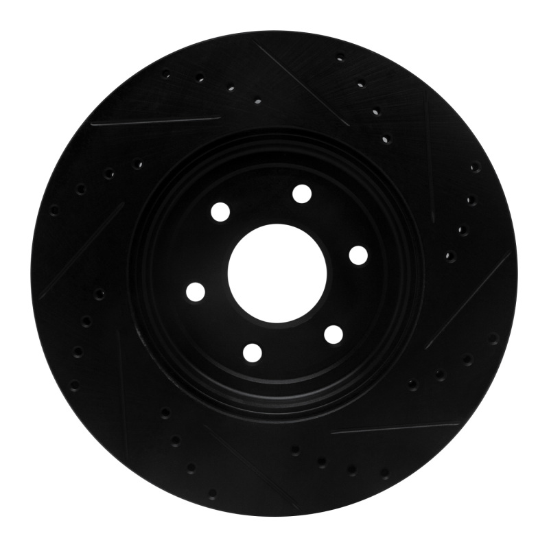 Picture of R1 08-11 Nissan Pathfinder Front Left Drilled & Slotted Black Brake Rotor