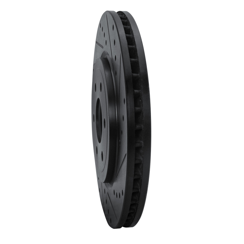 Picture of R1 08-11 Nissan Pathfinder Front Right Drilled & Slotted Black Brake Rotor