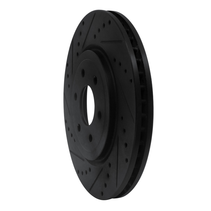 Picture of R1 08-11 Nissan Pathfinder Front Left Drilled & Slotted Black Brake Rotor