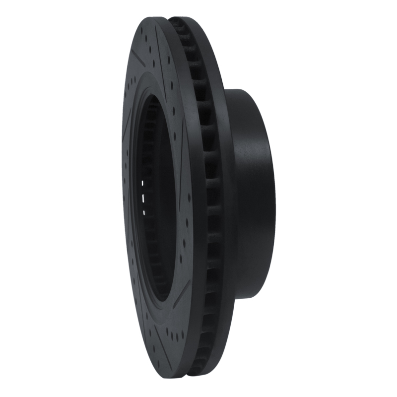 Picture of R1 12-21 Nissan NV1500 Front Left Drilled & Slotted Black Brake Rotor