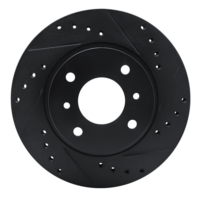 Picture of R1 90-92 Infiniti M30 Front Right Drilled & Slotted Black Brake Rotor