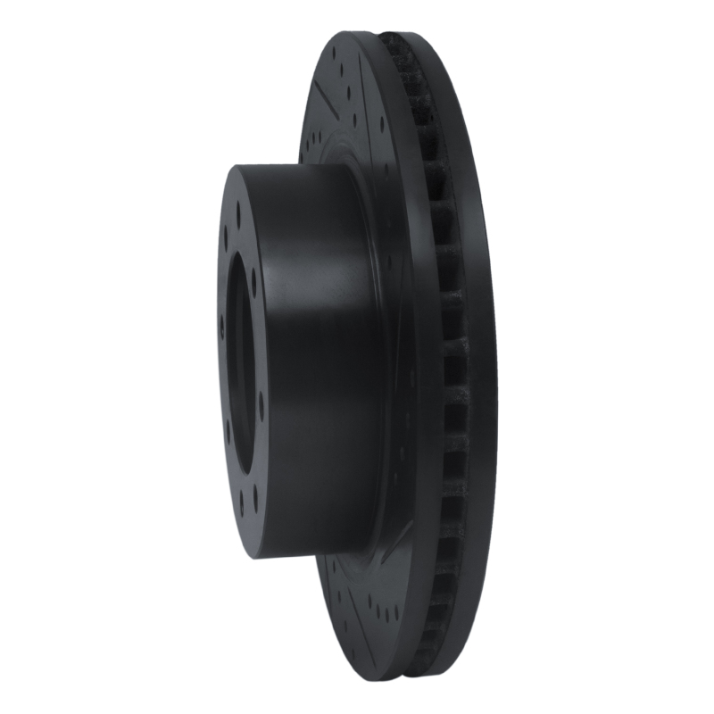 Picture of R1 12-21 Nissan NV1500 Front Right Drilled & Slotted Black Brake Rotor