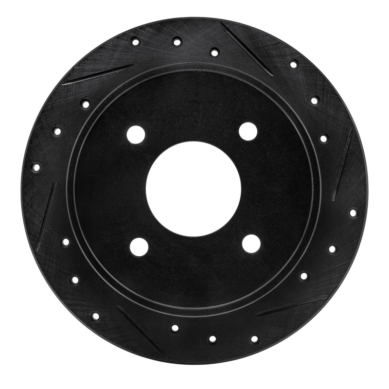 Picture of R1 90-92 Infiniti M30 Rear Right Drilled & Slotted Black Brake Rotor