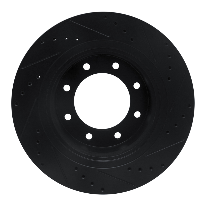 Picture of R1 12-21 Nissan NV1500 Front Left Drilled & Slotted Black Brake Rotor