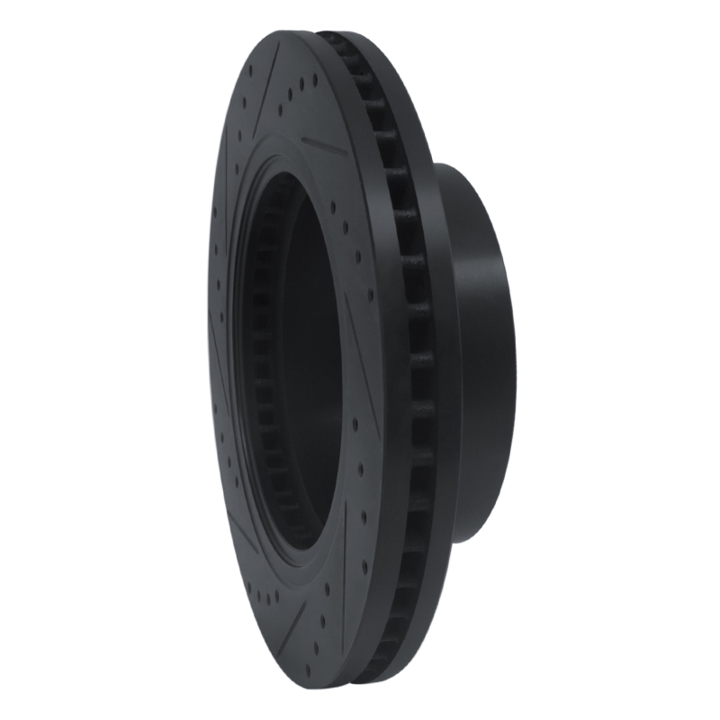 Picture of R1 12-21 Nissan NV1500 Front Right Drilled & Slotted Black Brake Rotor