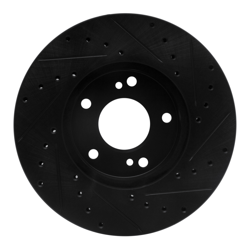 Picture of R1 90-97 Infiniti J30 Front Left Drilled & Slotted Black Brake Rotor