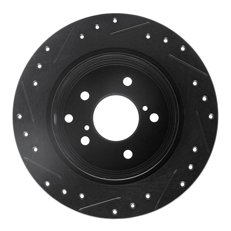 Picture of R1 90-96 Infiniti Q45 Rear Right Drilled & Slotted Black Brake Rotor