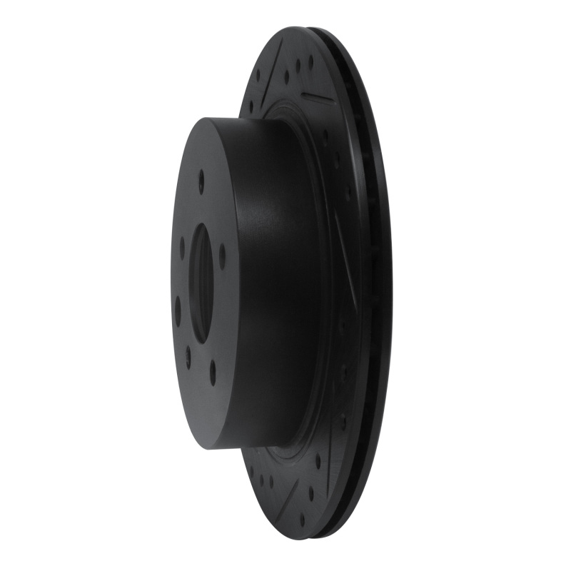 Picture of R1 93-01 Infiniti Q45 Rear Left Drilled & Slotted Black Brake Rotor