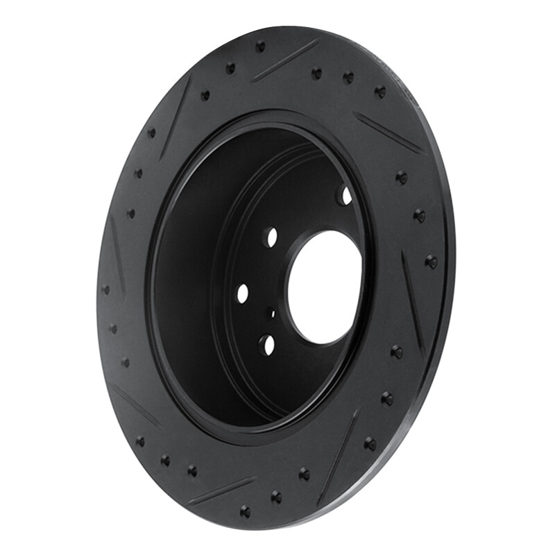 Picture of R1 90-96 Infiniti Q45 Rear Right Drilled & Slotted Black Brake Rotor