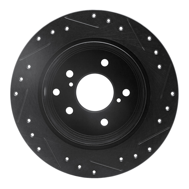 Picture of R1 90-96 Infiniti Q45 Rear Left Drilled & Slotted Black Brake Rotor