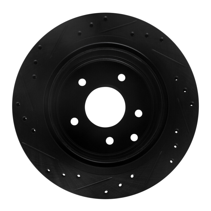 Picture of R1 93-01 Infiniti Q45 Rear Right Drilled & Slotted Black Brake Rotor