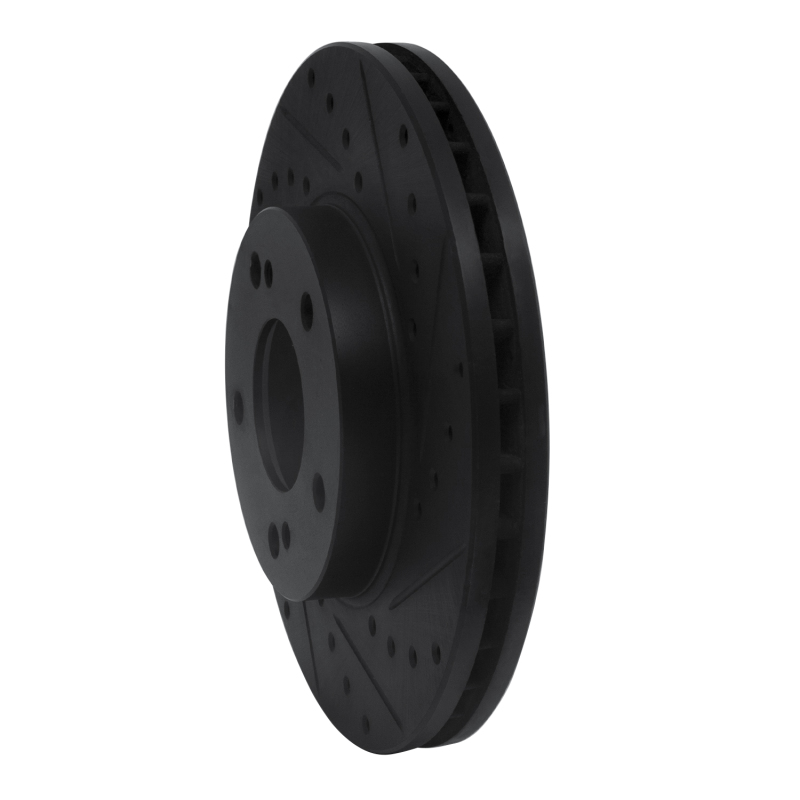 Picture of R1 90-97 Infiniti Q45 Front Right Drilled & Slotted Black Brake Rotor
