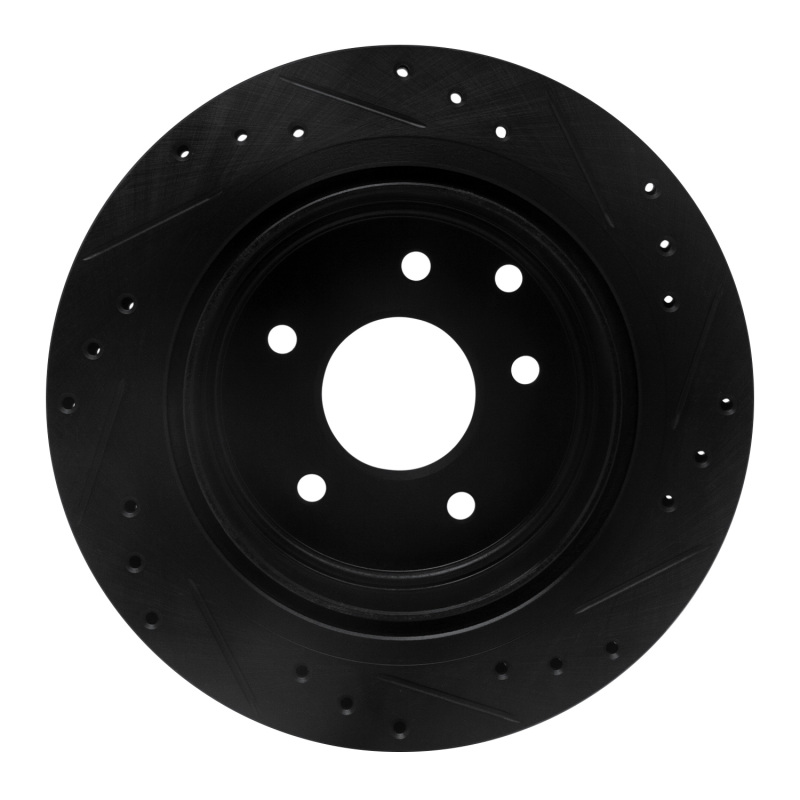 Picture of R1 93-01 Infiniti Q45 Rear Left Drilled & Slotted Black Brake Rotor