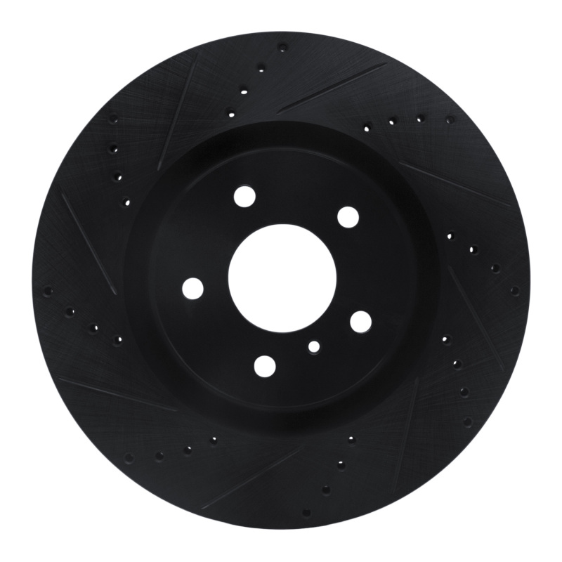 Picture of R1 03-08 Infiniti G35 Front Left Drilled & Slotted Black Brake Rotor
