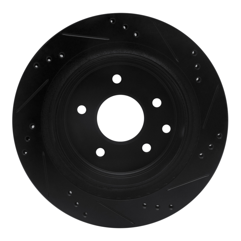 Picture of R1 02-06 Infiniti M45 Rear Left Drilled & Slotted Black Brake Rotor