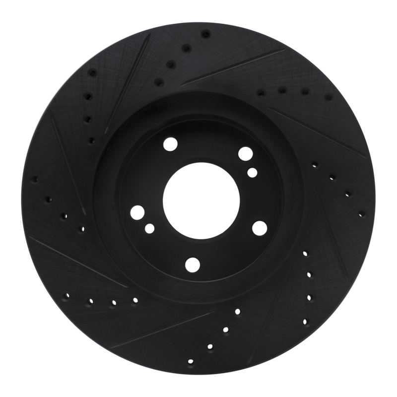 Picture of R1 97-01 Infiniti Q45 Front Right Drilled & Slotted Black Brake Rotor