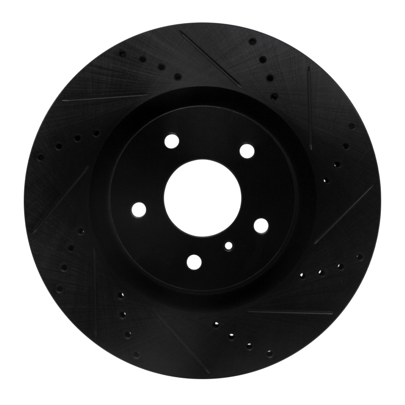 Picture of R1 03-08 Infiniti G35 Front Right Drilled & Slotted Black Brake Rotor