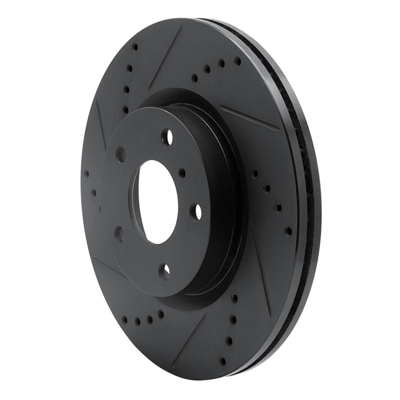 Picture of R1 03-05 Infiniti G35 Front Left Drilled & Slotted Black Brake Rotor