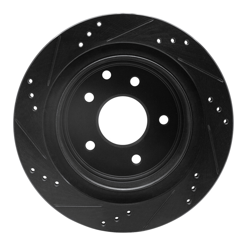 Picture of R1 02-06 Infiniti Q45 Rear Right Drilled & Slotted Black Brake Rotor