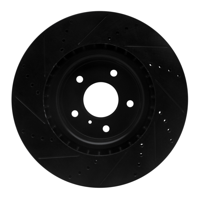 Picture of R1 03-08 Infiniti G35 Front Right Drilled & Slotted Black Brake Rotor