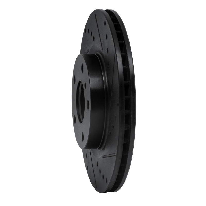 Picture of R1 03-05 Infiniti G35 Front Right Drilled & Slotted Black Brake Rotor