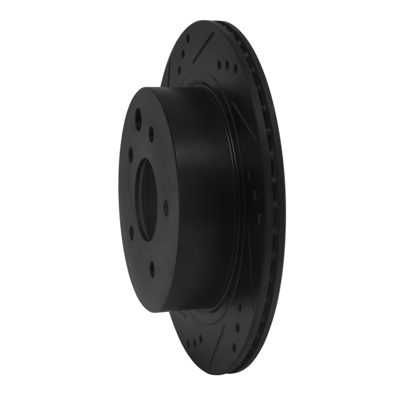Picture of R1 02-06 Infiniti M45 Rear Left Drilled & Slotted Black Brake Rotor