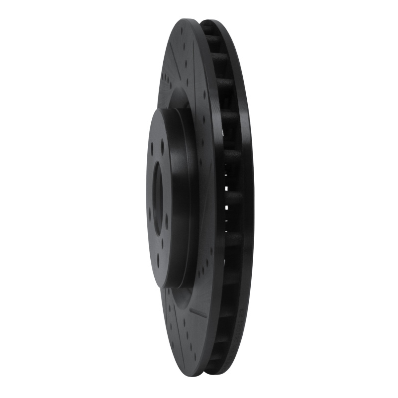 Picture of R1 03-08 Infiniti G35 Front Right Drilled & Slotted Black Brake Rotor