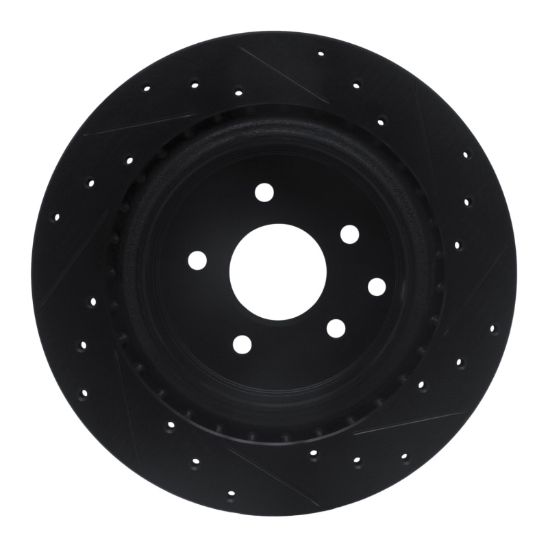 Picture of R1 03-08 Infiniti G35 Rear Left Drilled & Slotted Black Brake Rotor