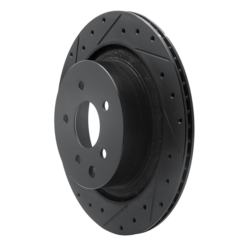 Picture of R1 07-15 Infiniti Q60 Rear Left Drilled & Slotted Black Brake Rotor