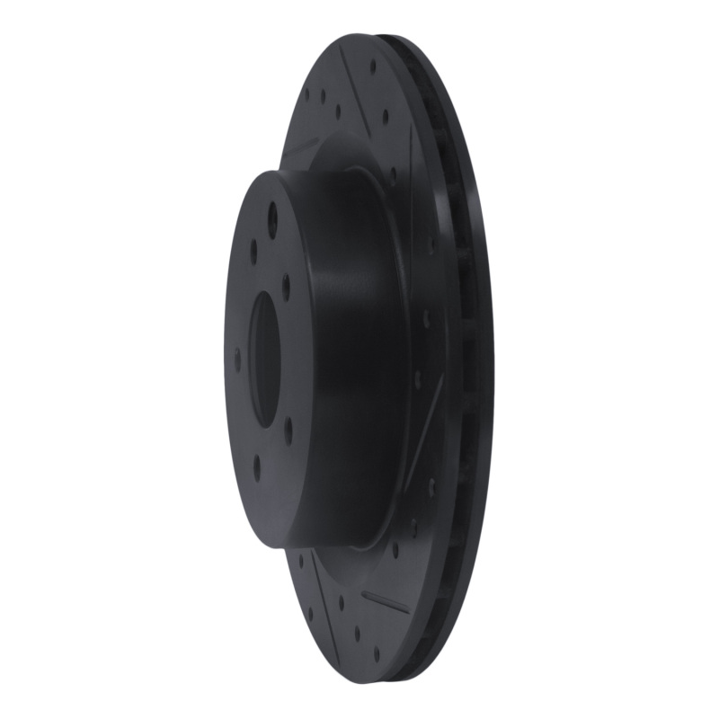 Picture of R1 03-08 Infiniti G35 Rear Right Drilled & Slotted Black Brake Rotor