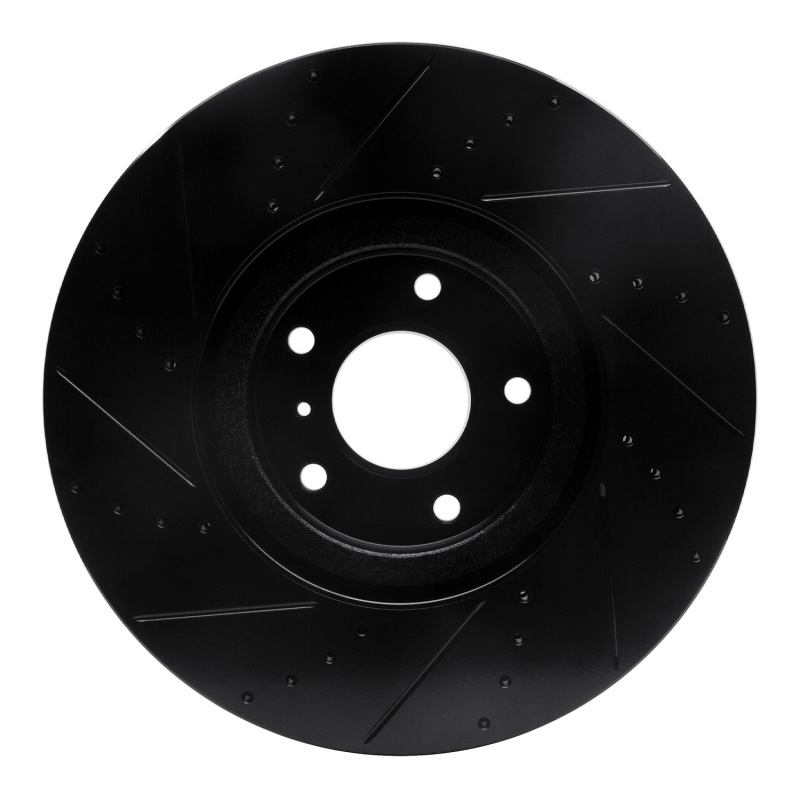 Picture of R1 07-15 Infiniti G35 Front Right Drilled & Slotted Black Brake Rotor