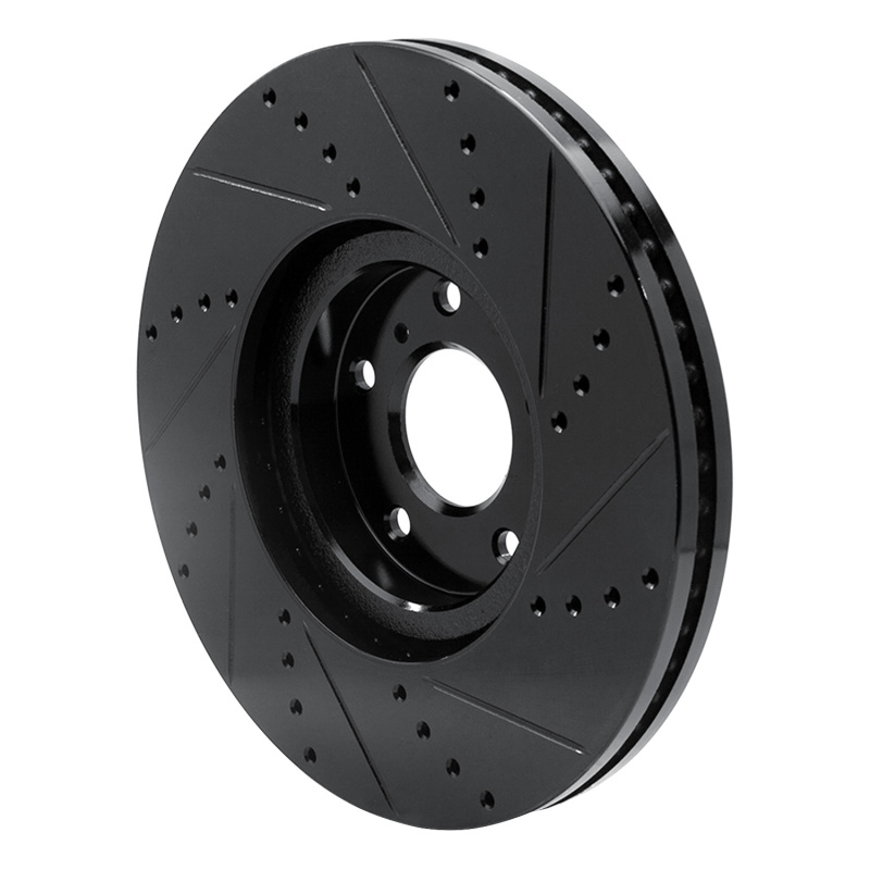 Picture of R1 07-15 Infiniti Q60 Front Left Drilled & Slotted Black Brake Rotor