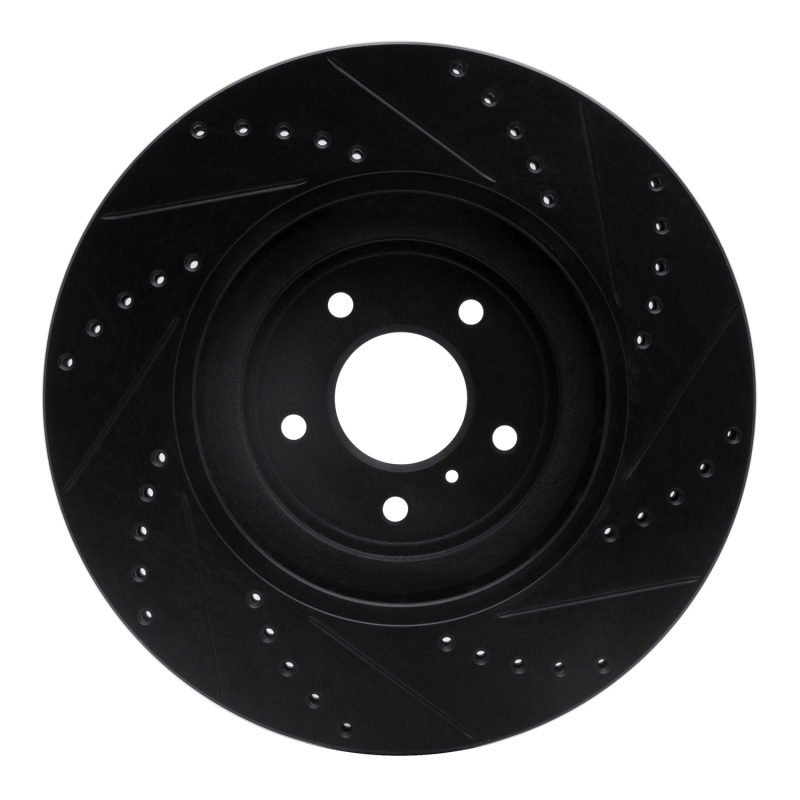 Picture of R1 08-25 Infiniti QX70 Front Left Drilled & Slotted Black Brake Rotor