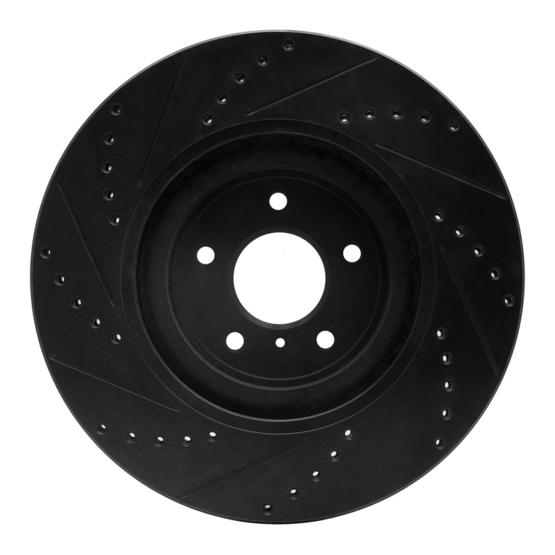 Picture of R1 08-25 Infiniti Q50 Front Right Drilled & Slotted Black Brake Rotor