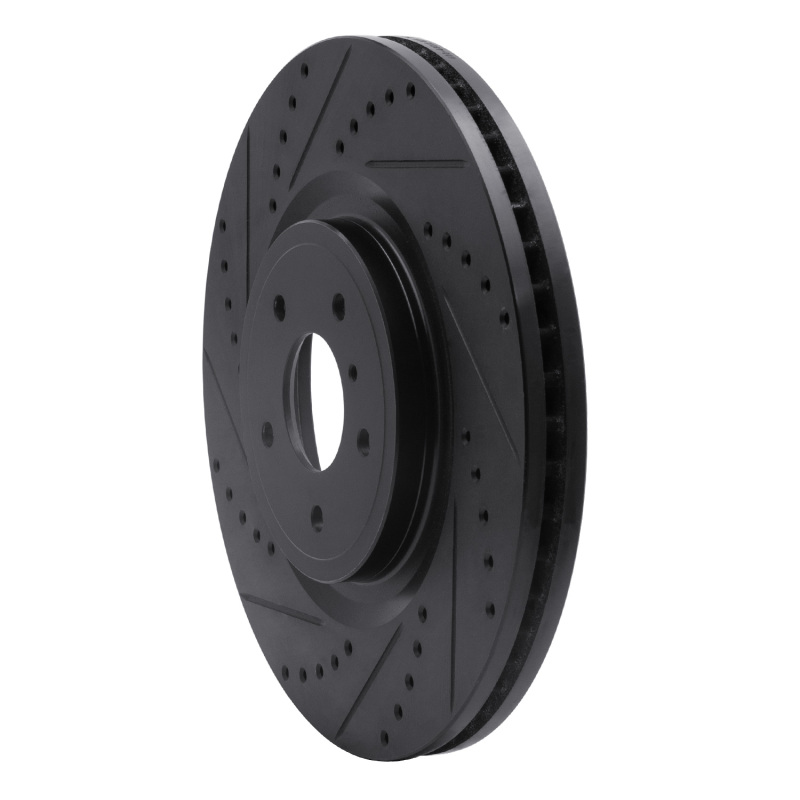 Picture of R1 08-25 Infiniti QX70 Front Left Drilled & Slotted Black Brake Rotor