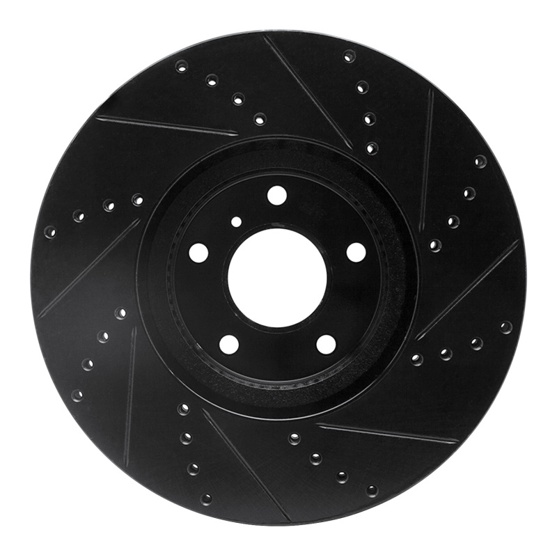 Picture of R1 07-15 Infiniti Q60 Front Left Drilled & Slotted Black Brake Rotor