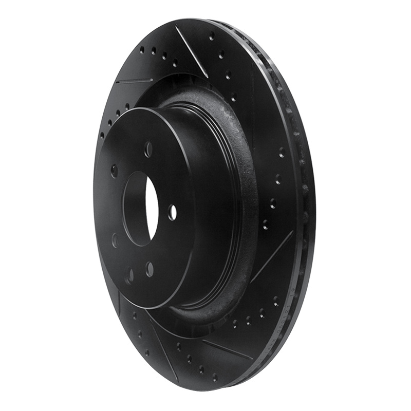 Picture of R1 08-25 Infiniti Q60 Rear Right Drilled & Slotted Black Brake Rotor